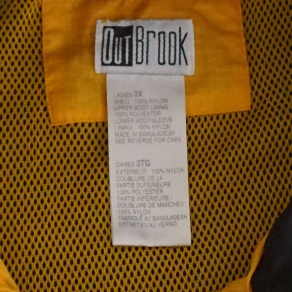 VTG '90S Oakbrook Yellow Black Nautical Utility Nylon Zip Up Jacket 3X - Picture 4 of 9